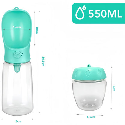 Portable Pet Travel Water Bottle | Food Grade with Snack Dispenser