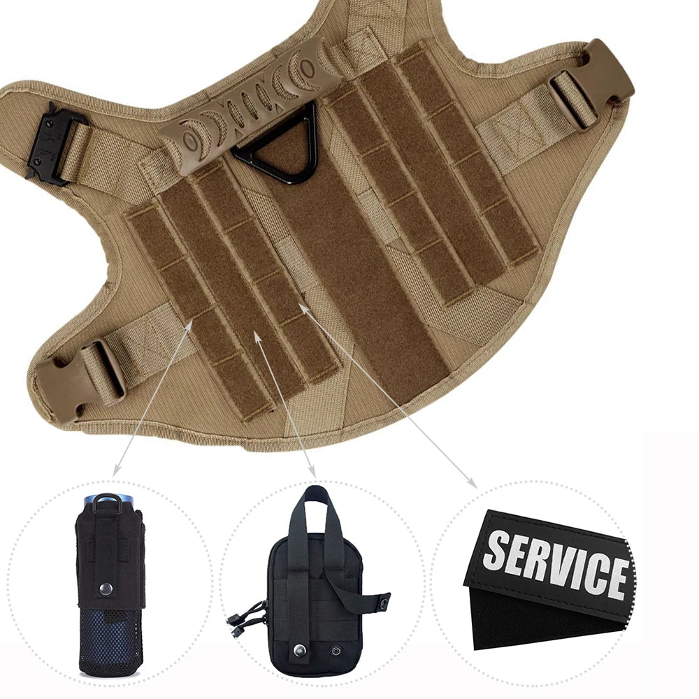 Military-Grade Tactical Dog Harness — Training Vest for Large Breeds