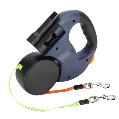 Dual Retractable Dog Lead with LED Light – Walk Two Dogs at Once