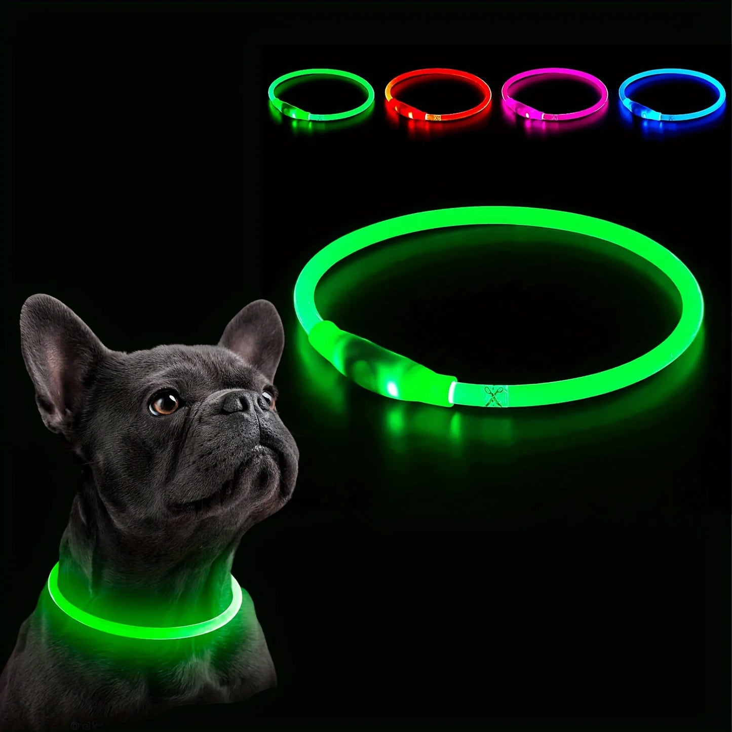 LED Light-Up Dog Collar — USB Rechargeable & Anti-Lost