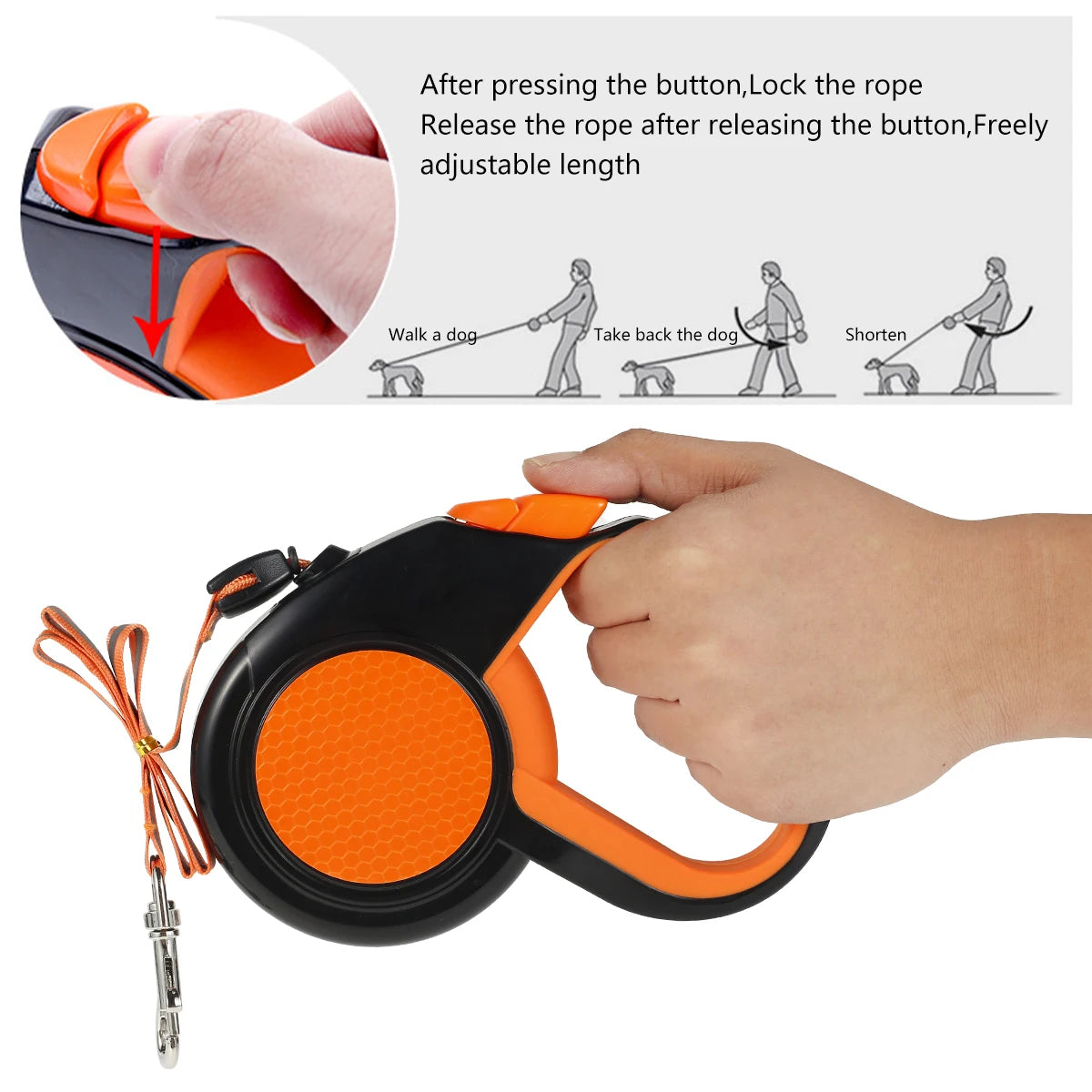 8M Retractable Dog Lead — Heavy Duty Walking Leash with Reflective Tape & Non-Slip Handle | Small, Medium & Large Dogs