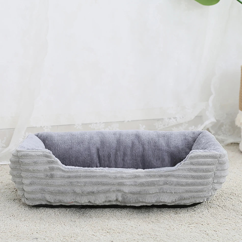 Square Plush Pet Sofa Bed – Kennel Cushion for Cats & Dogs