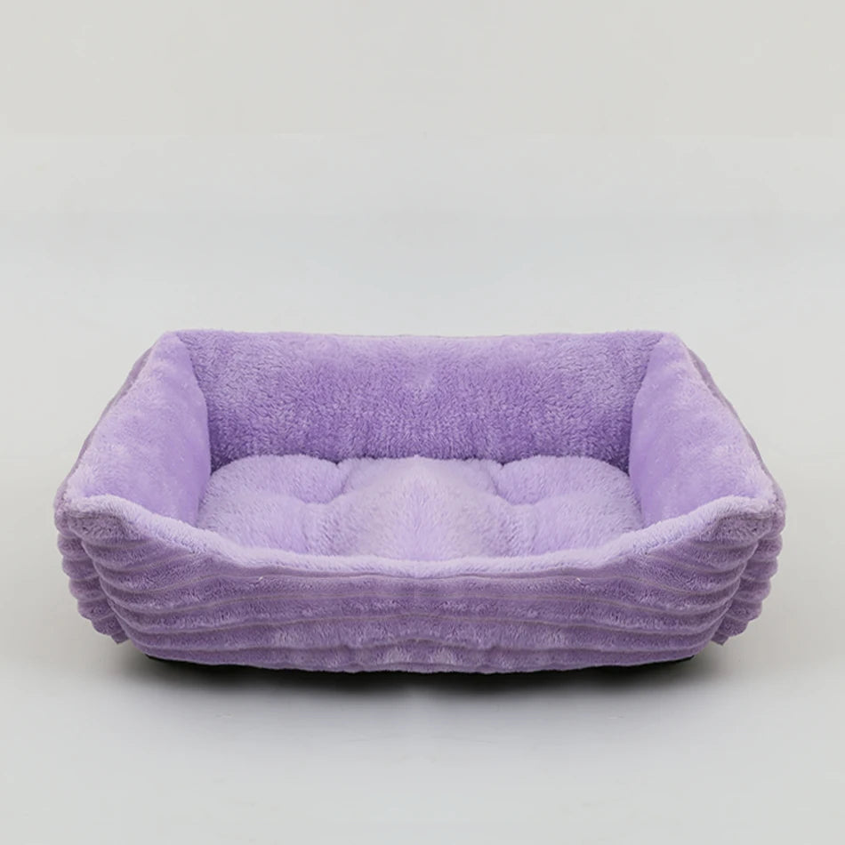 Square Plush Pet Sofa Bed – Kennel Cushion for Cats & Dogs
