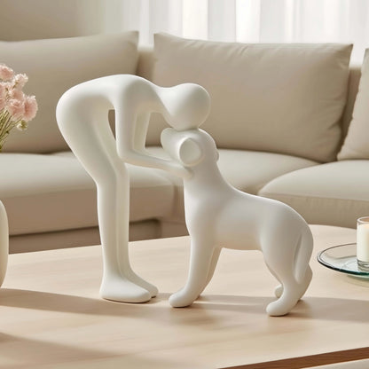 Dog & Owner Statue – Elegant Home Décor Gift for Pet Lovers
