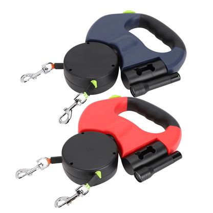 Dual Retractable Dog Lead with LED Light – Walk Two Dogs at Once