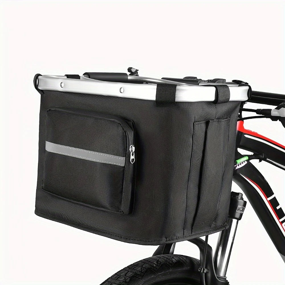 Foldable Pet Bike Basket – Handlebar Carrier for Cats & Dogs