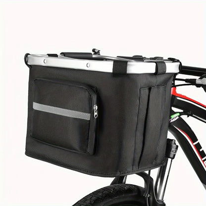 Foldable Pet Bike Basket – Handlebar Carrier for Cats & Dogs