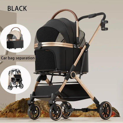 3-in-1 Foldable Pet Stroller | Detachable Bag & Basket | Up to 20kg