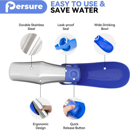 Portable Pet Water Bottle & Feeding Cup | 750ml Travel Set