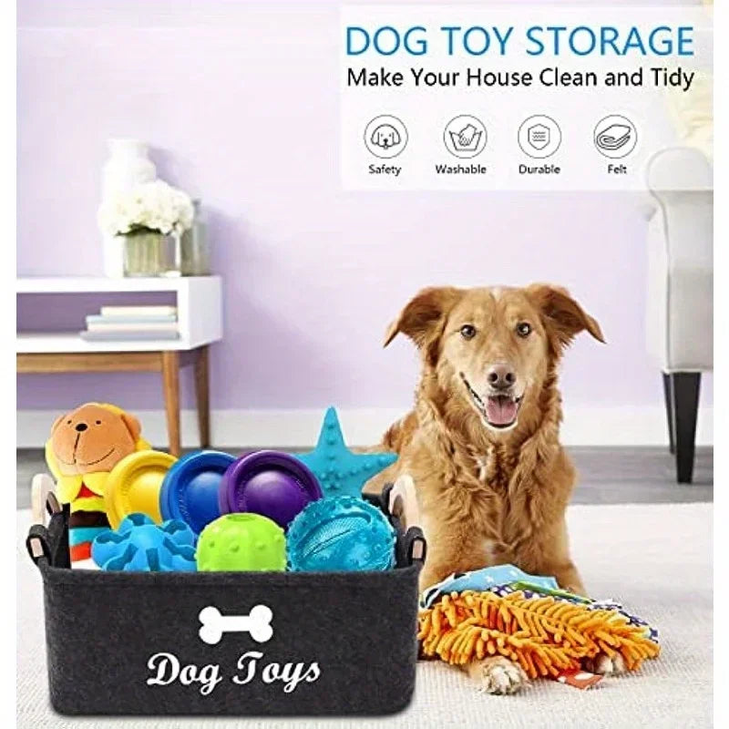 Felt Pet Toy Storage Box – Tidy Organiser for Dog & Cat Toys