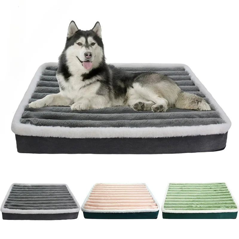 Plush Pet Bed with Removable Washable Cover – Memory Foam Mat for Dogs & Cats