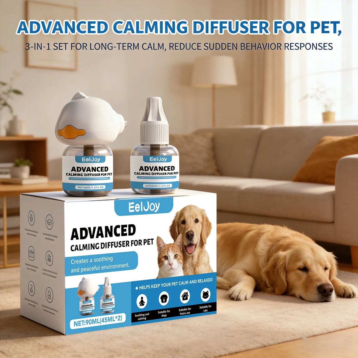 Pet Comfort Diffuser Kit – Soothing Liquid for Dogs & Cats